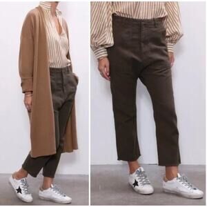 Nili Lotan Paris Pants Women’s Size 12 Drop Crotch Made In USA Chocolate Brown